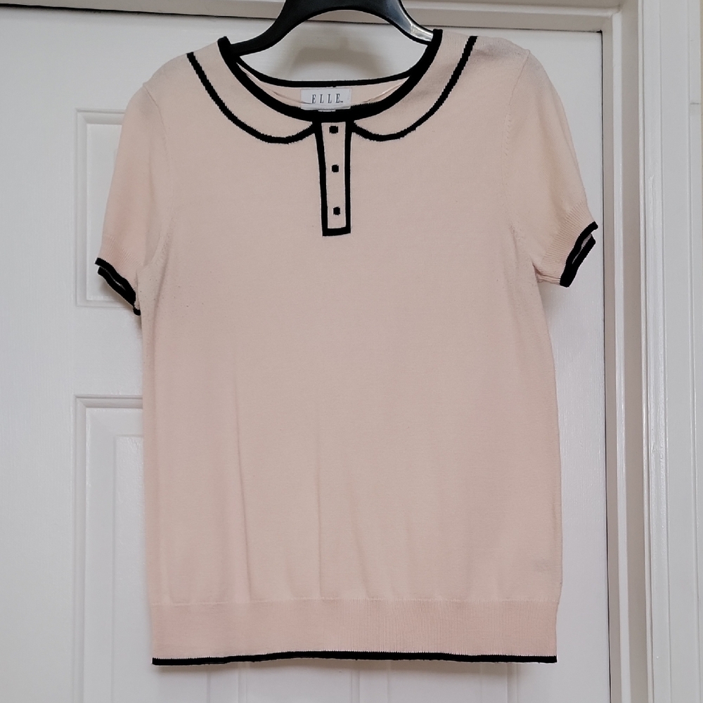 ELLE Lt Pink Top with Black Accents